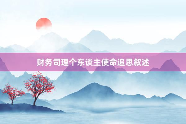 财务司理个东谈主使命追思叙述